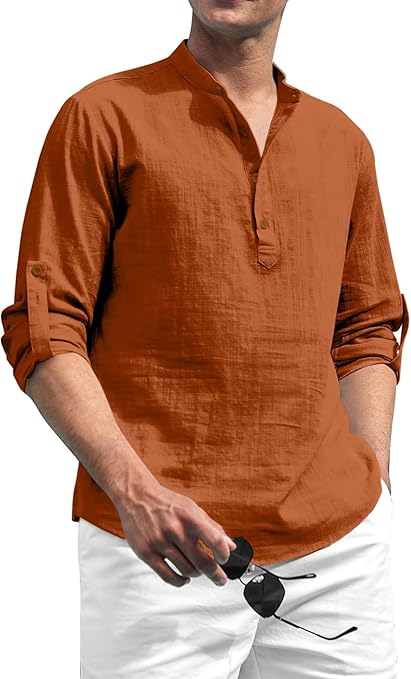 Zombom Cotton Polyester Blend Solid Casual Regular Fit Mandarin/Chinese Collor Short Kurta for Men