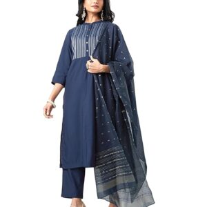 Amazon Brand - Myx Women Embroidered Kurta Pant Set with Dupatta (Available in Plus Sizes)
